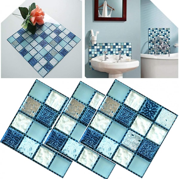 20 st 10*10cm Mosaik Väggplattor Klistermärken, DIY Självhäftande Vatten