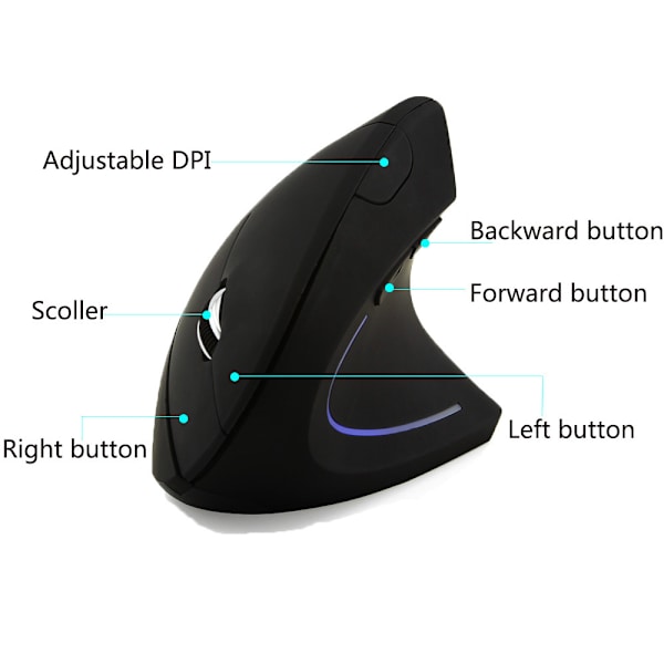 Vertikal trådløs computer gaming mus 2.4 DPI 5D optisk USB ergonomisk mus til pc bærbar