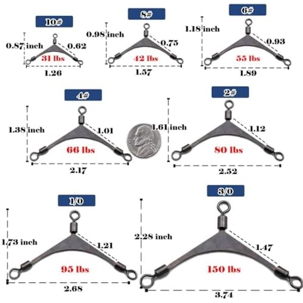 34x19mm 3-veis Svirvel Fiske - 15 stk 3-veis Rullende Svirvler Fiskeutstyr Rustfritt Stål for Fiske Rigger Saltvann