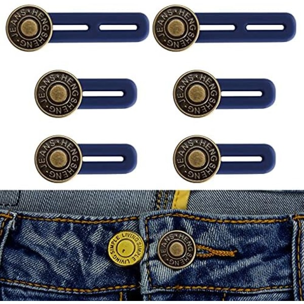 Knappförlängare för Jeans, 6 st Byxförlängare för Kvinnor Män, Jeans Knappförlängare, Midjeutvidgare, Inga Sömmar