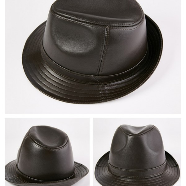 (Mørkebrun) Herre Kunstlæder Trilby Hat