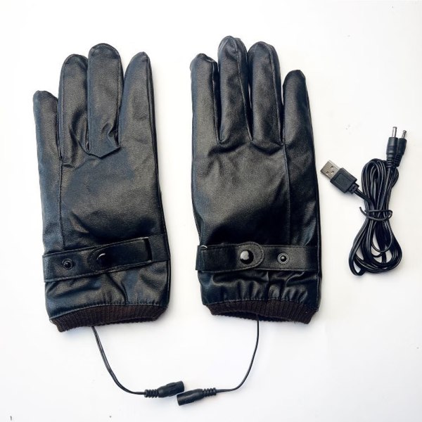 USB -uppvärmda läderhandskar för män och kvinnor（A）, Vinteruppvärmd Mit