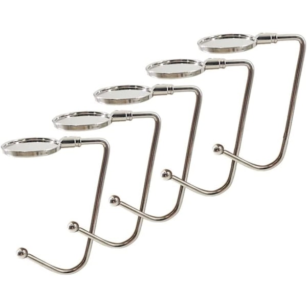 5-pack Väskkrok Hängare Metallkrok Lång Handväskhängare för Bord Skrivbord Bärbar Väskhållare Under Bänk Handväskor Krok för Kvinnor Flickor