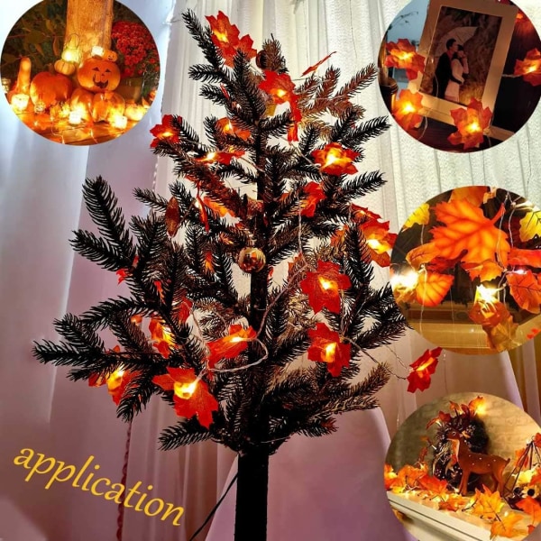 Høstkrans Høstpynt 40 Eventyrlys Høstblader Halloween Julepynt Thanksgiving