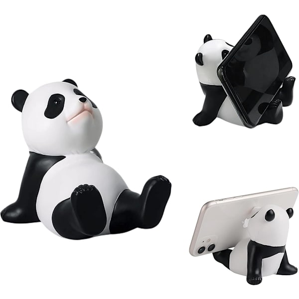 Söt Panda Smartphone Stativ, Kawaii Rum Dekoration Estetisk (Vit)