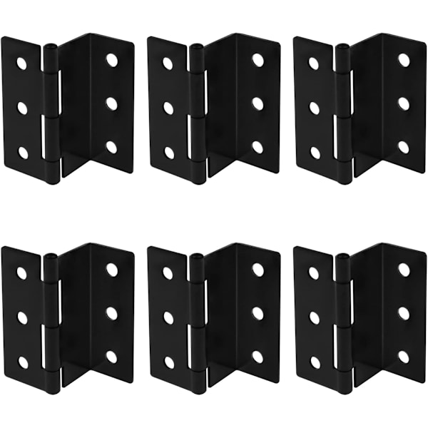 6 st 3\" Halv-Yta Bröstgångjärn, Svart Offset Gångjärn 3-Folds Retro Gångjärn för 1\" Tjock Dörrpanel, Max Last 66 lb