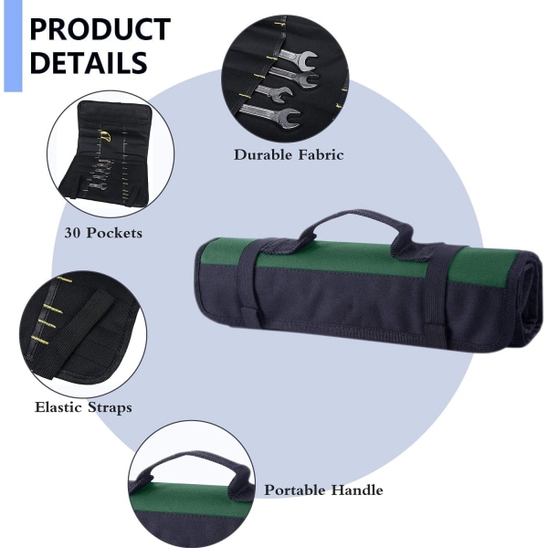 Musta työkalulaukku - 38 taskua - kannettava taitettava työkalulaukku (työkalut eivät sisälly)