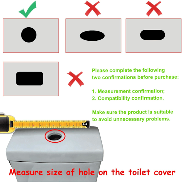 5 stk. 58 MM/2,16 tommer Toilettank Trykknap Toiletknap Dobbelt Tryk Skylle Toiletknap Toiletknap Skylleknap Udskiftning med Gevinddiameter,f