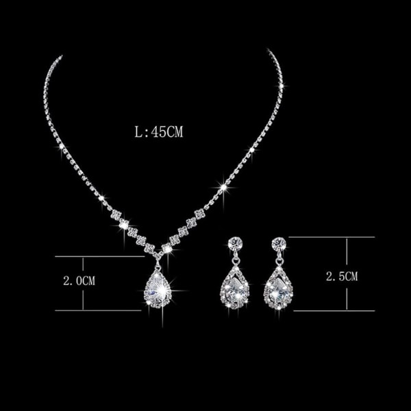 (Silver) Bröllop Bröllop Kristall Halsband Örhängen Set Silver