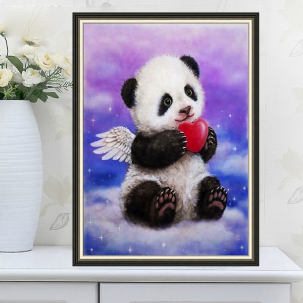 30 x 40 cm, söt panda Diamantmålning Broderi Diamant Målat