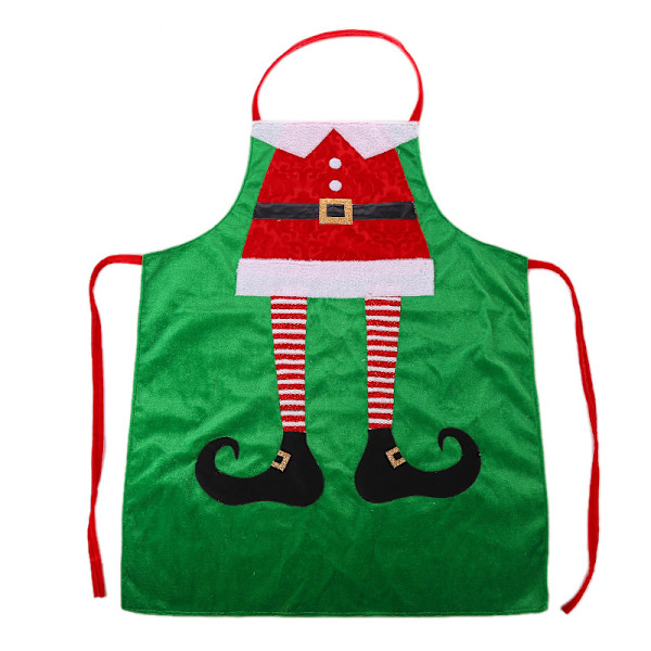 1 st jultomteförkläde (grönt), justerbart köksförkläde med fickor, för barn, kvinnor och män,