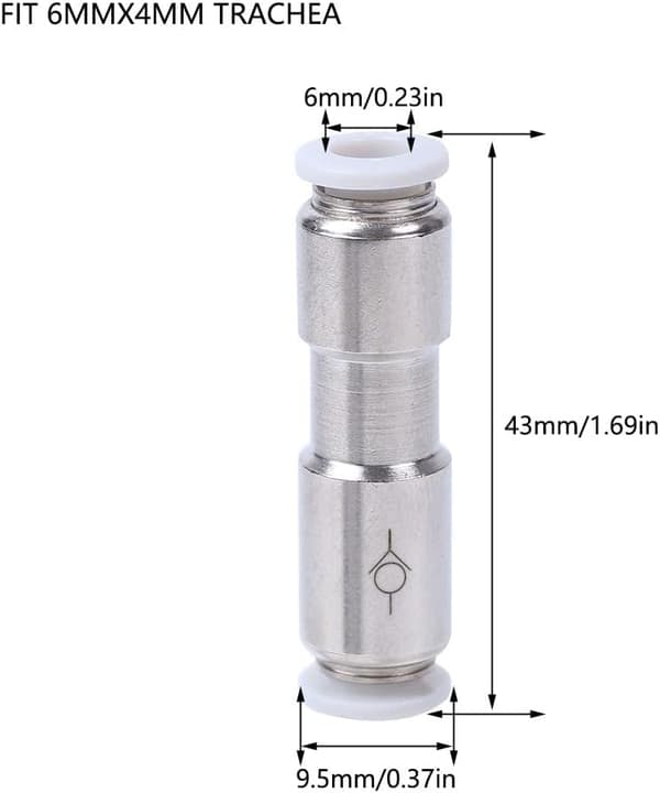 6mm Rustfritt Stål CO2 Tilbakeslagsventil for Akvarium Luftpumpe