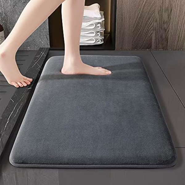 Rugs, Ultra Absorbent & Non-Slip Memory Foam, Machine Washable, Soft Velvet Bath Mats, Easier to Dry for Bathroom Floor