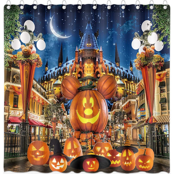 1 stk Halloween Bruseforhæng til Badeværelse Børn Tegneserie Græskar Troldmandshue Måne Slot Stjerne Gadelampe Polyester Fab