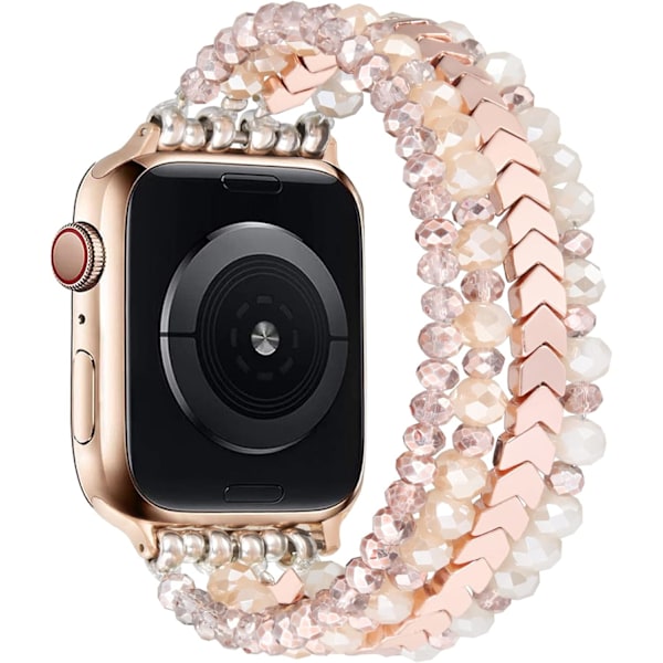 Perle Armbånd Kompatibelt med Apple Watch Rem 38mm/40mm/41mm Serie 9/8/7/SE/6/5/4/3/2/1 Kvinder Mode Håndlavet Elastisk