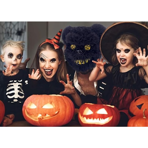 Halloween-pelottava naamio Karhunaamio, Verinen pehmoinen päänaamio, Cosplay-asu rekvisiitta Halloween-juhliin Black