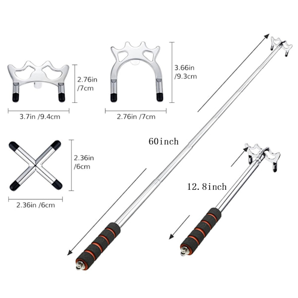 Retractable Billiards Cue Stick Bridge with 3 Pieces Removable Bridge Head, Billiards Pool Cue Acces
