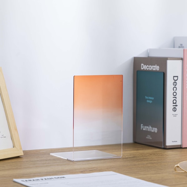 1 Pari Oranssit Gradienttiväriset Akryyli Kirjanpäätyt, Lasten Kirjanpäätyt, Anti-Naarmu Design Kirjanpäätyt, Toimistoille, Koristeelliset, She