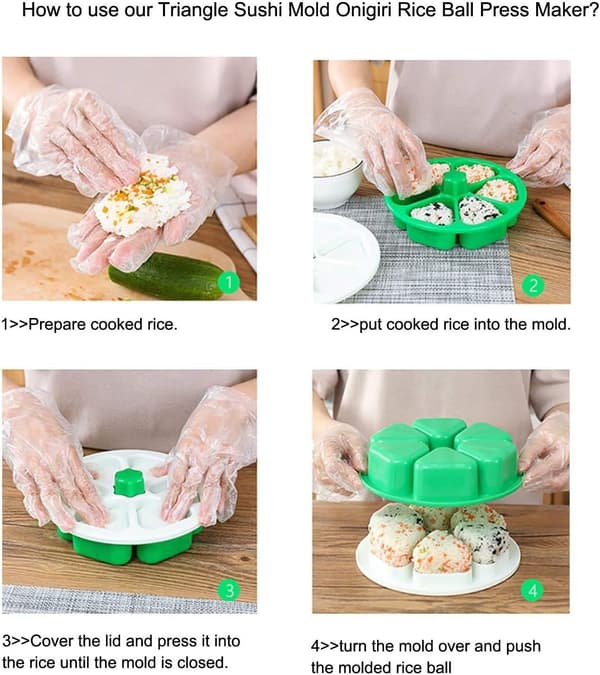 6 Hulrum Trekant Sushi Form Onigiri Risboldspresse Non-stick Sushi Maker Værktøj Til Tang Koriander Risbolde