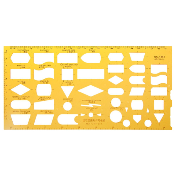 Hartsivirtauskaavio Symbolin Piirustusmallin Viivotin Stencil Mittausväline Opiskelijan Die Cuts Sanat Korttien Tekoon, kuten kuvattu
