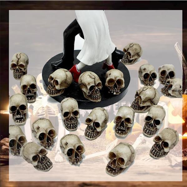 20 st miniatyrskallar Dekor Skallefigur Realistisk Skelettskallar Mini Skallar Prydnader för Halloween
