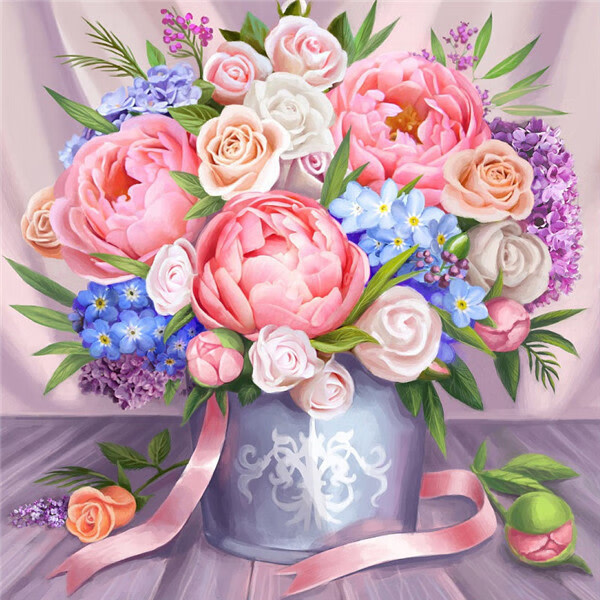 30 x 40 cm ,fleurs dans un vas Diamond painting Broderie Diama