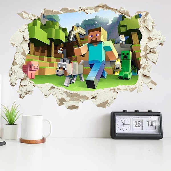 Gamer Poster Väggdekor, 40 * 60cm Mine-craft 3D Väggdekaler Spel Tecknad Väggdekaler Spel Tecknad Väggdekaler för Vardagsrum Sovrum Hall
