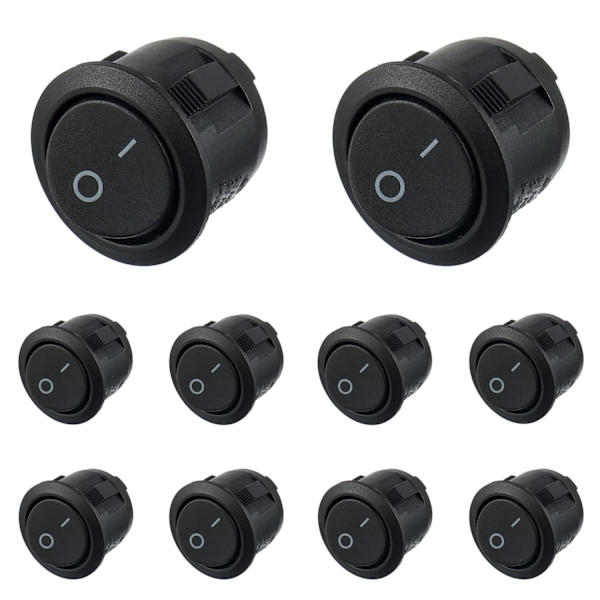 Rund vippströmbrytare, AC 6A/250V, 10A /125V, SPST, 2-polig vippströmbrytare, låsknappsbrytare, för A