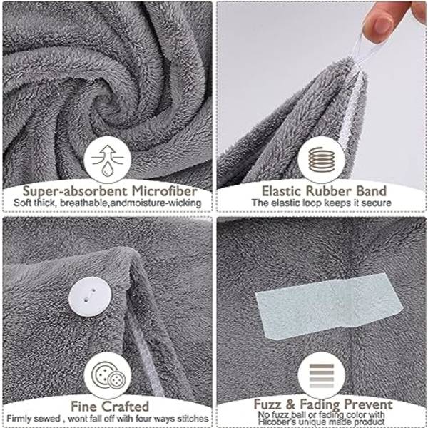(grå, rosa, blå) 3-pack superabsorberande mikrofiber torkhandduk