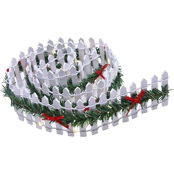 90×5×1cm Julgransstaket, Miniatyr Julbystaket | Trädgårdsstaket | Festdekoration med LED-ljus, Trä