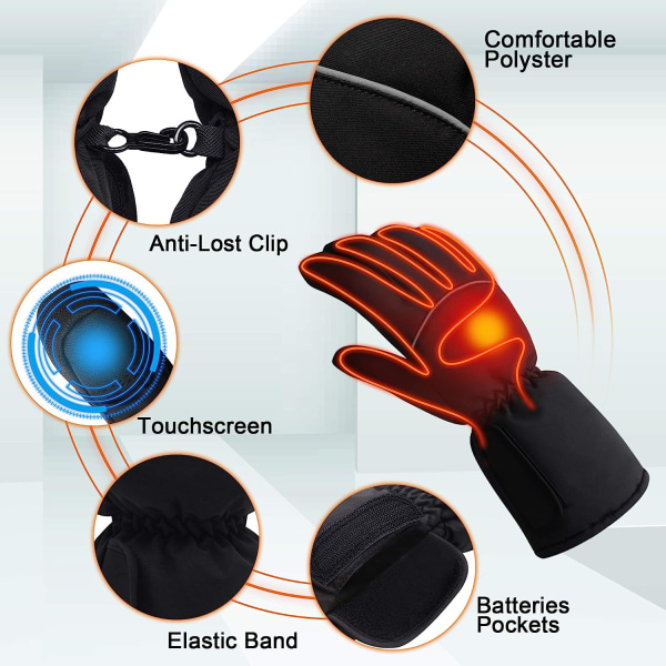 Elektriske batteriopvarmede handsker til mænd og kvinder, Battery He