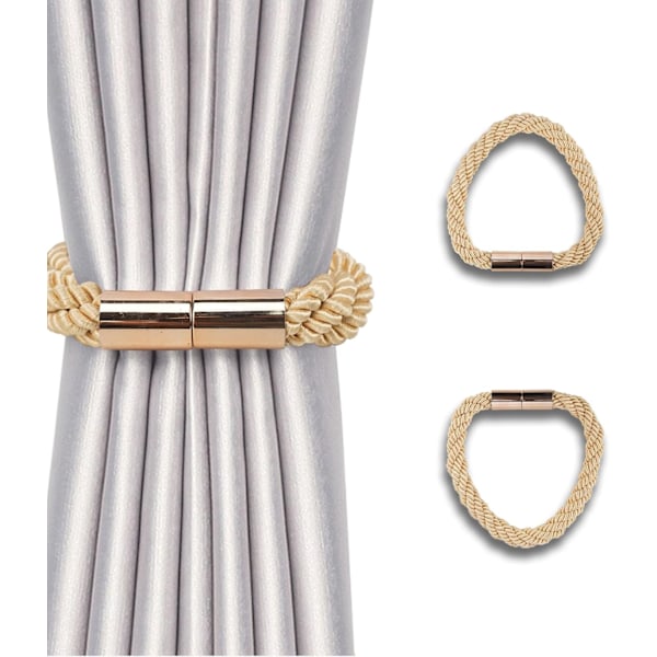 Set med 2 flätade, 47 cm magnetiska gardinomtag för fönster, guld magnetiska gardinomtag magnetiska gardinomtag