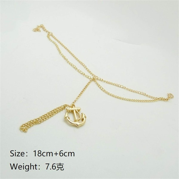 Golden Bracelet with Anchor - Slave Bracelet - Hand Chain -