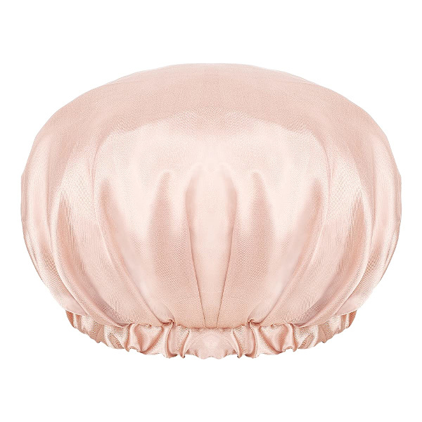 1 stk ensfarget polyester oversized dusjhette, sløyfe dobbeltlags gjenbrukbar dusjhette, Pink