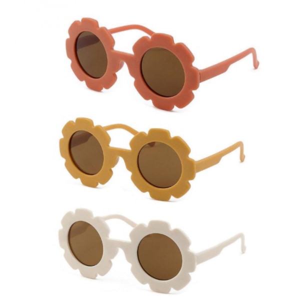 Jentesolbriller 3 stk. Blomst Blomstform Søte runde briller Festsolbriller for utendørs strand P