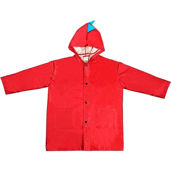 Rød børneregnfrakke, 5-8 års hætte regnponchojakke til