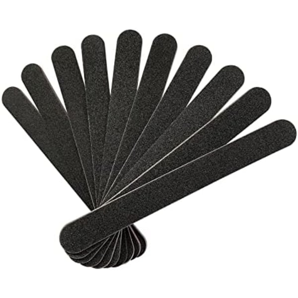 10 stk Professionelle Dobbeltsidede Neglefiler Emery Board Sort Manicure Pedicure Værktøj og Neglepoleringsfiler