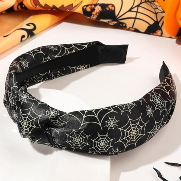 Halloween-hiuspanta naisille, hämähäkinseitillä, musta solmittu hiuspanta, Halloween-juhlatarvikkeet