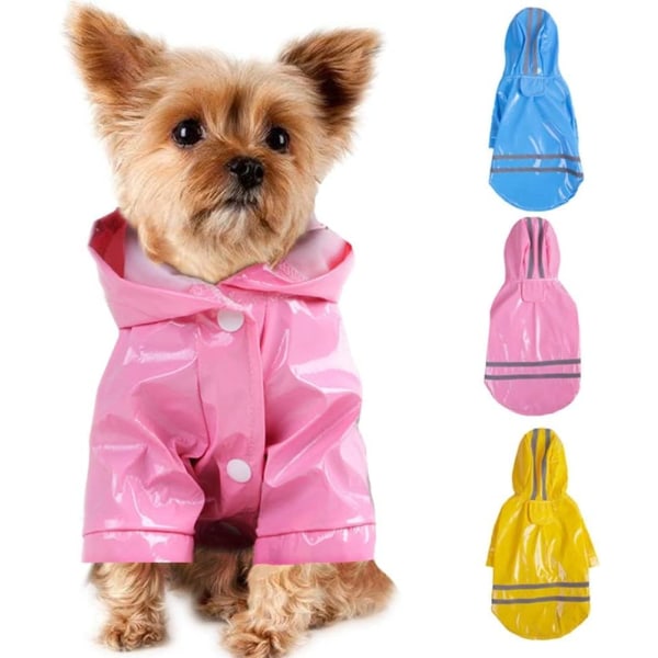 Outdoor Pet Rain Coat with Waterproof Hood Jackets PU Reflec