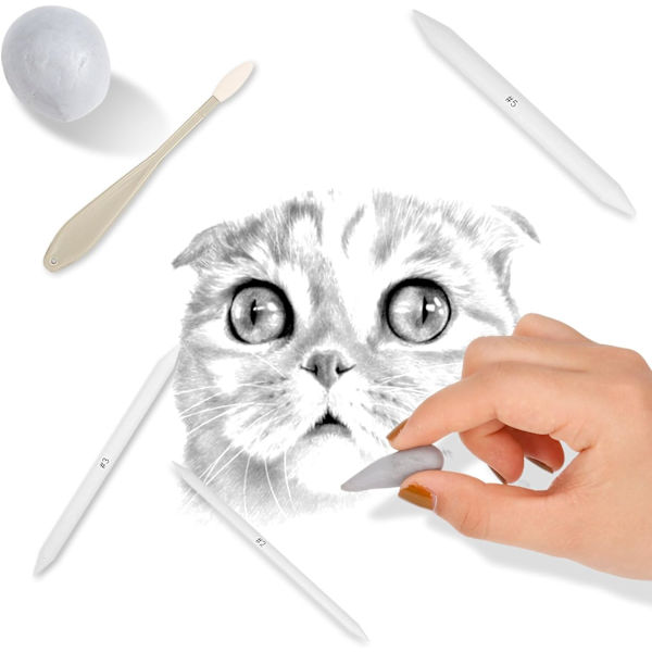 23PCS Sketch Tegneværktøjer, Blending Stumps og Tortillions Sæt Blending Værktøjer med Art Sketch Wipe S
