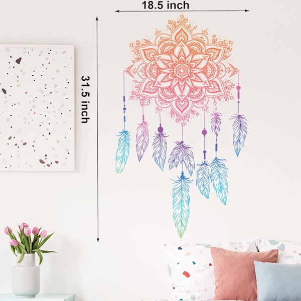 4 Ark Mandala Blomma Fjäder Lotus Väggdekal för Vardagsrum Sovrum