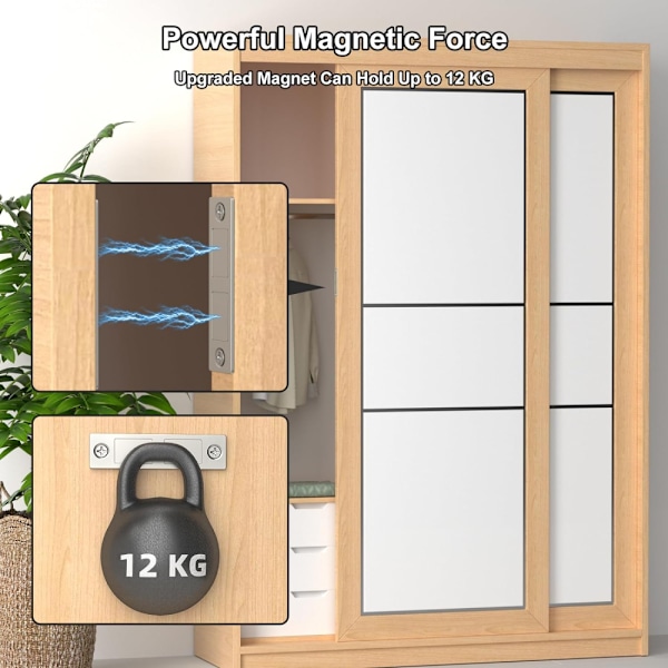 4 stk. stærke magneter til skabslåger, magnetisk lås stærk, ultra tynde skabsmagneter, selvklæbende
