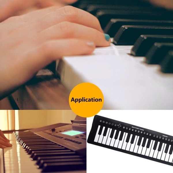 Klaverklistermærker, farverige klaver- eller keyboardklistermærker til 88/61/49/37 keyboards, gennemsigtige og fjerne