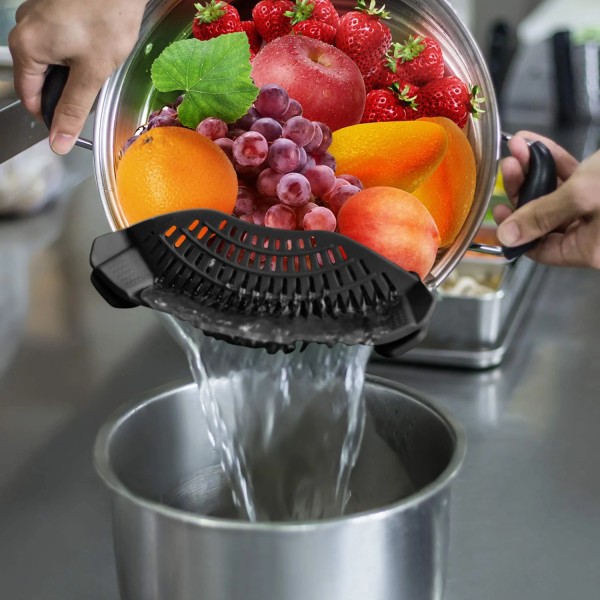 Silicone Clip-on Colander for All Pots and Pans, Pasta Colan