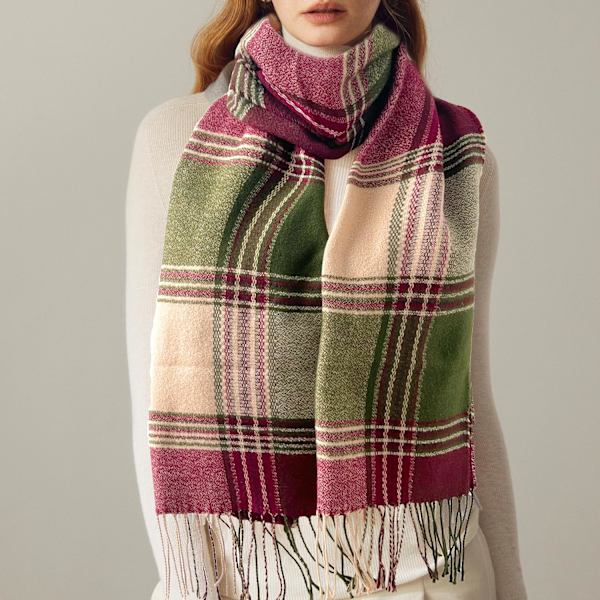Damkrage Klassisk Fransar Rutiga Super Mjuk Klassisk K cashmere-känsla Höst Vinter Halsdukar Tartan Varm Tjock Wrap Sjal