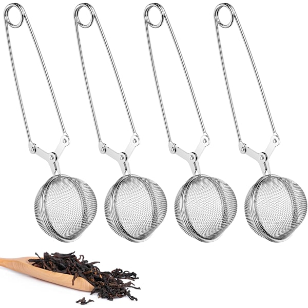 Pieces Te-kugle Si i Rustfrit Stål med Håndtag Te-filter Finmasket Si Clip til Infusionskop Krydderier og Smagsstoffer
