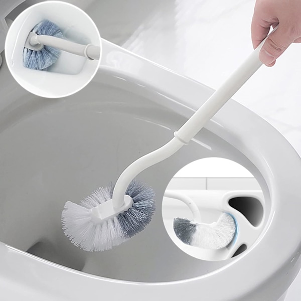 (2 kpl) Ammattimainen WC-harja – Puolipyöreä pää ja 40 cm kaareva kahva, tehokas reunojen puhdistus
