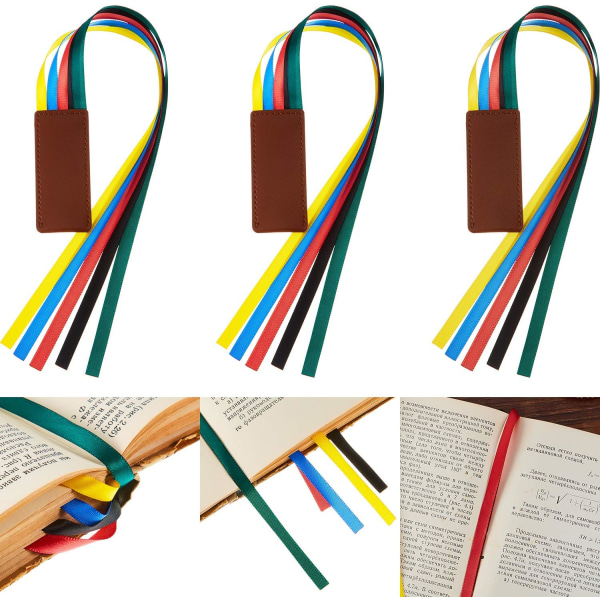 3 delar Ribbon Bookmark Ribbon Markers Artificiellt läder Bookma