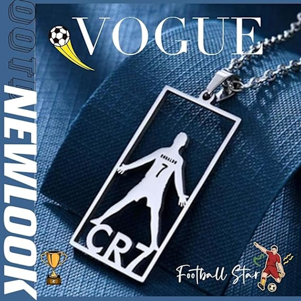 CR7 fotbollsstjärna hänge halsband, Champions League rostfritt stål tagg halsband, O-kedja, universell