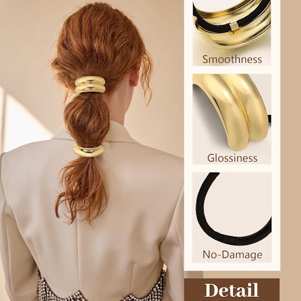 3 st Guld Hårband, Metall Hårband för Tjockt Hår, Elegant Hållbar Geometrisk Design, Guld Håraccessoarer Stretchiga och Skonsamma Hårband